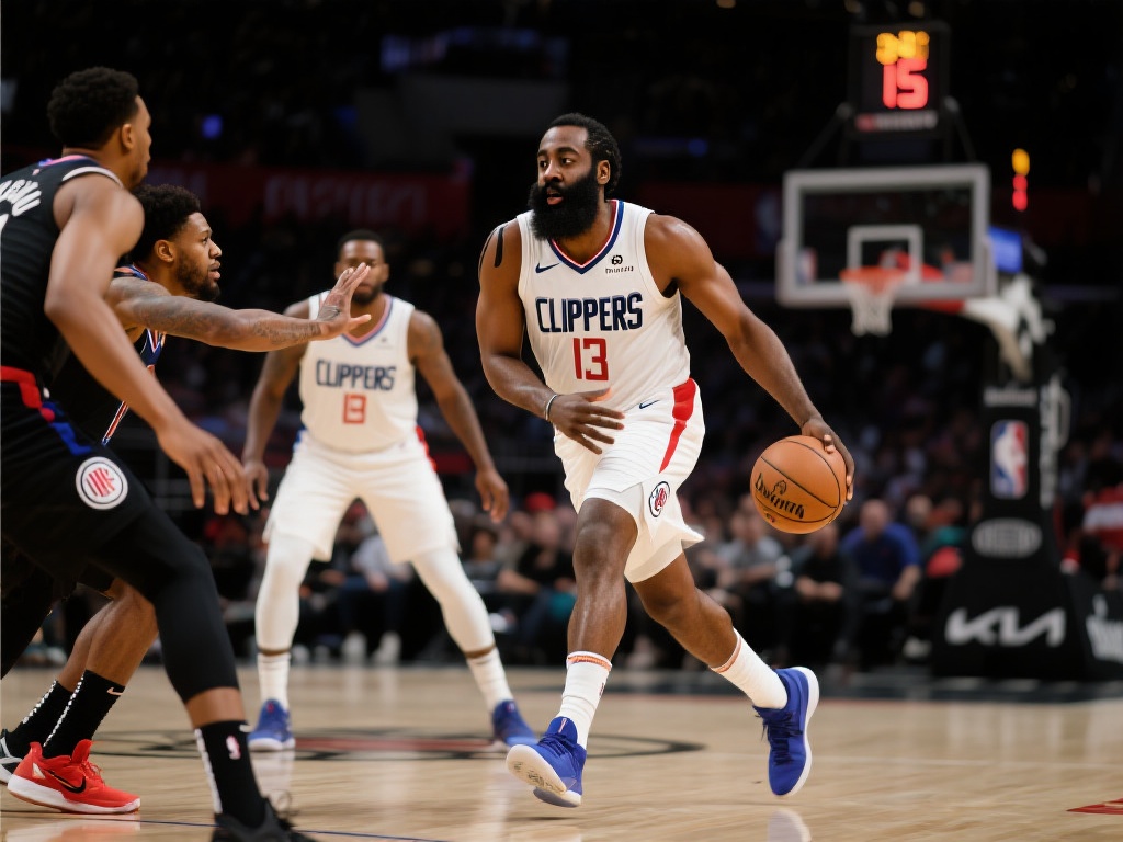 快船胜利海报出炉:詹姆斯-哈登成为焦点人物 自从加盟快船以来,詹姆斯-哈登迅速适应了